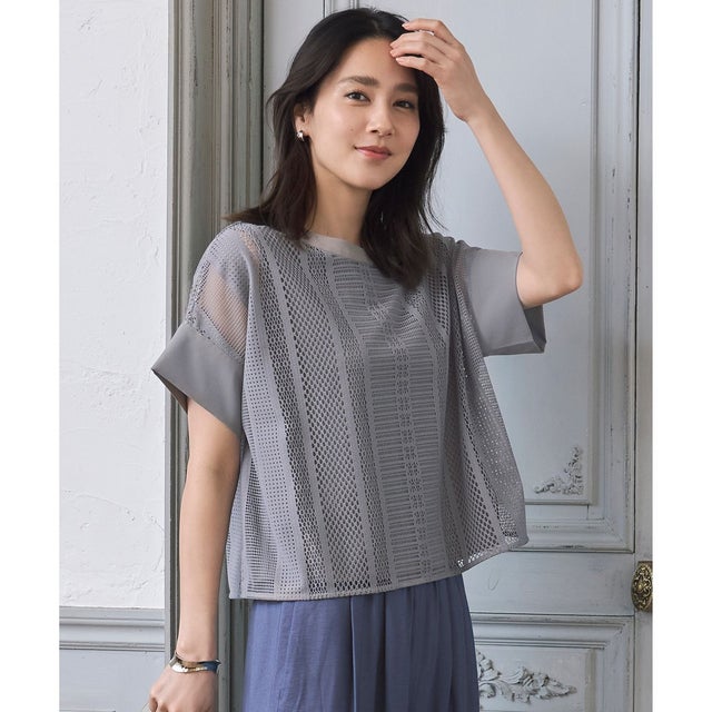 【カタログ掲載・洗える】レースエッジ Tシャツ&タンクトップセット トップス （[新色]モスグレー）