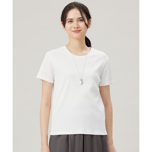 【洗える】ソフトリブ Tシャツ （オフ）