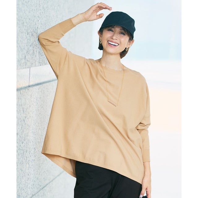 【WEB限定カラーあり・洗える】レーヨンストレッチ ニットT （[新色]ダークベージュ）