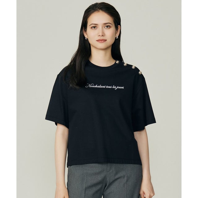【洗える】ループバック Tシャツ （ネイビー）