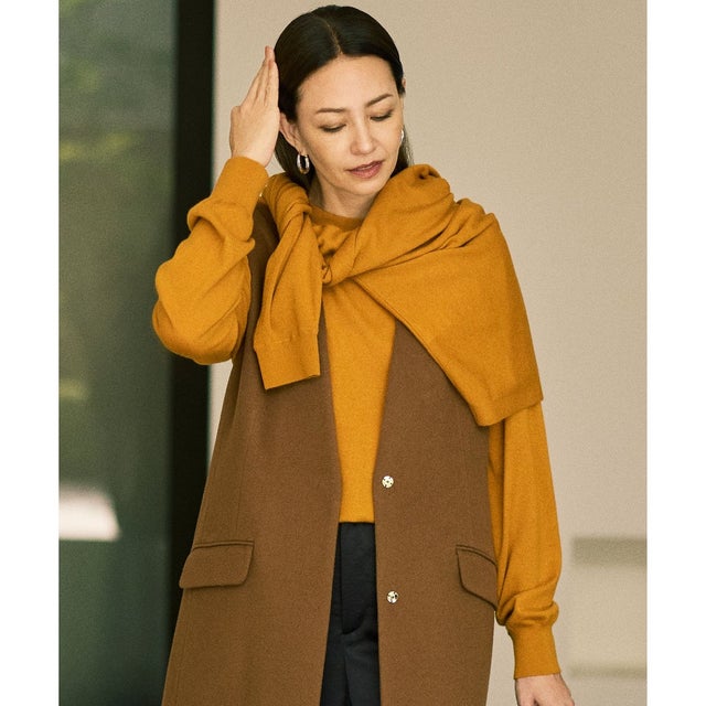 【カタログ掲載・洗える】ファインウールカシミヤクルーネック ニット （マスタード）