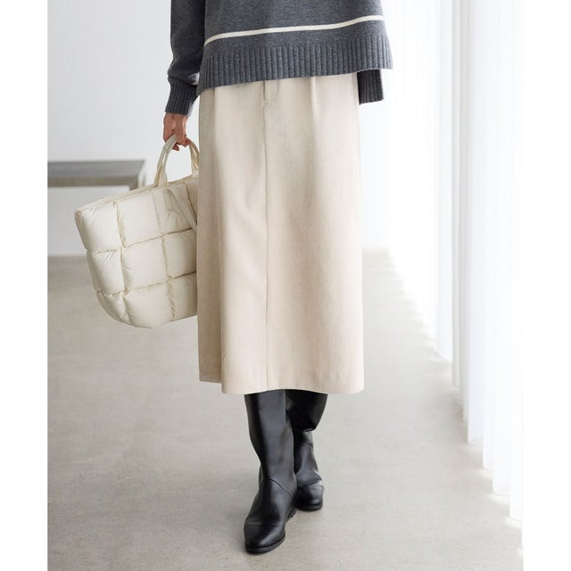【17号サイズまで展開・SHIHOさん着用・洗える】ソフトコーデュロイ スカート （オフ）