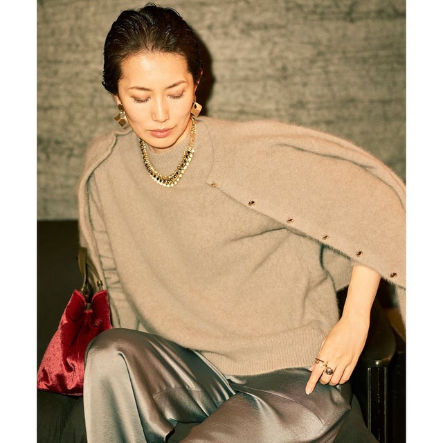 【SHIHOさん着用・洗える】ヘアリーフォックスプルオーバー ニット （モカ）