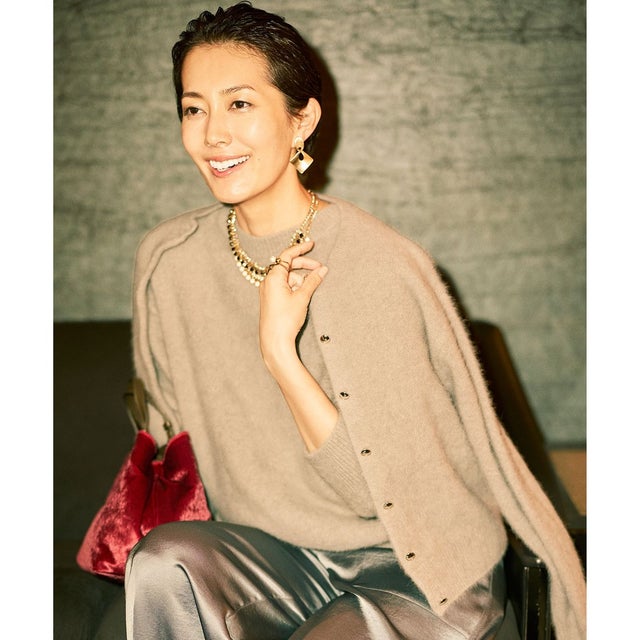 【SHIHOさん着用・洗える】ヘアリーフォックス カーディガン （モカ）