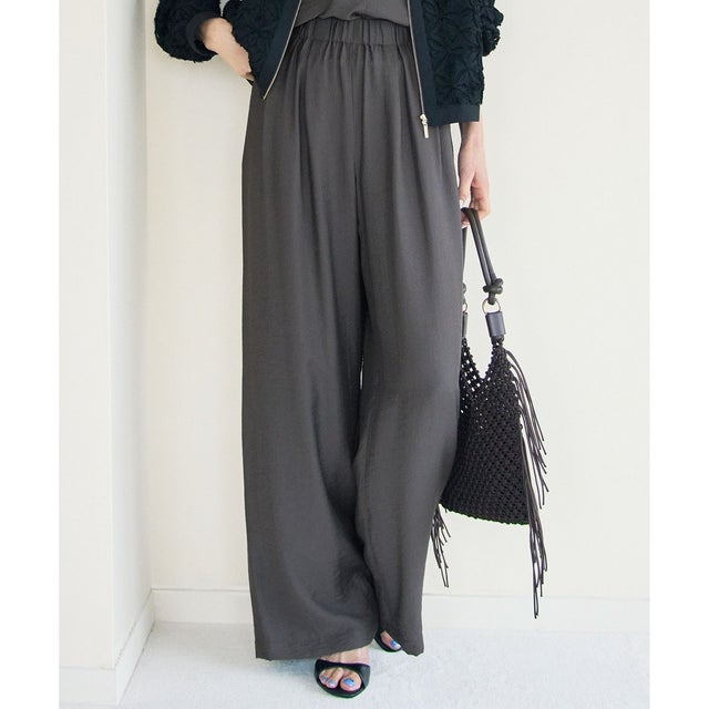 【SHIHOさん着用・ご好評アイテム・新色追加・セットアップ対応】エアリーツイルワイド パンツ （［新色］ブラウン）