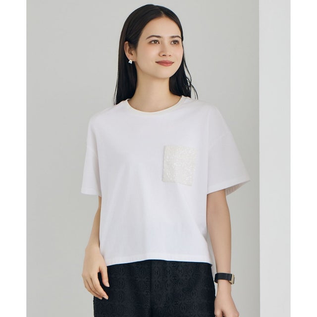 スパングルポケットTシャツ （オフ）