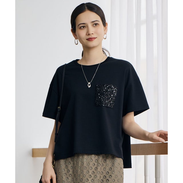 スパングルポケットTシャツ （ブラック）