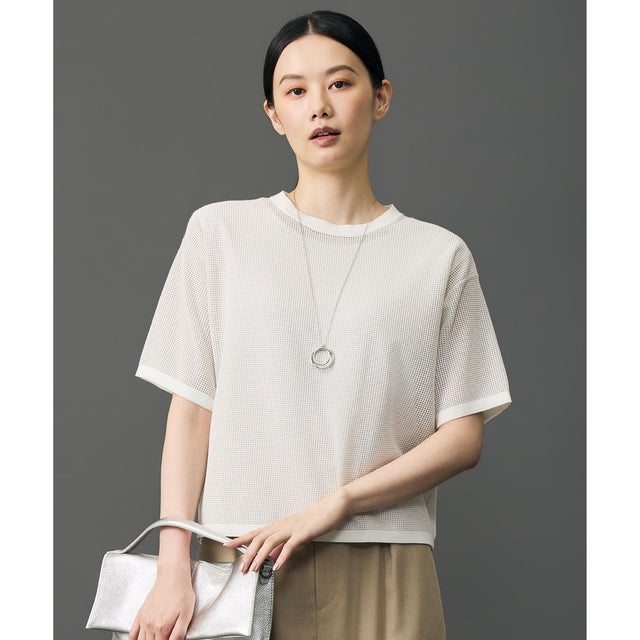 【カタログ掲載】シアーメッシュニット Tシャツ （オフ）