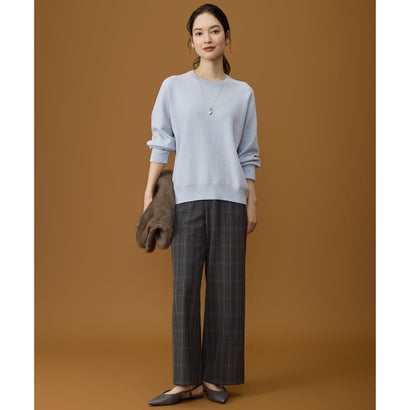 自由区 L 【19号サイズまで展開・カタログ掲載・秋冬の定番・新色追加】TRギャバ裏起毛チェック柄ワイド パンツ （［新色］ブラウンチェック）｜詳細画像