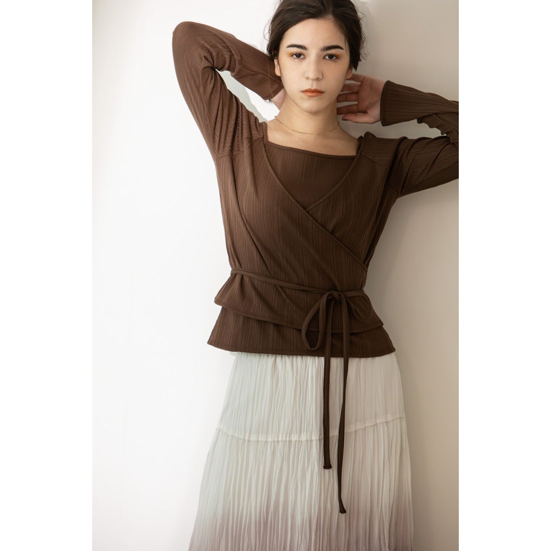 《Exclusive SALE 最大92%OFFクーポン 100%OFF Line》2Wayレイヤードカットソー BROWN