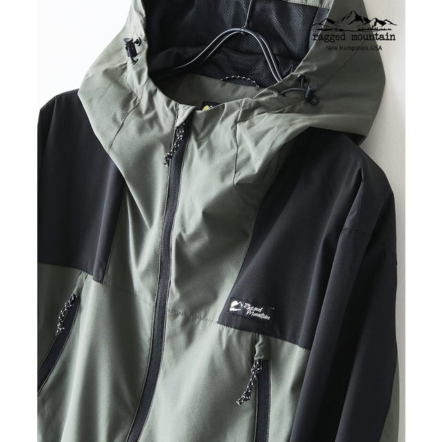 RAGGED MOUNTAIN CHESHIRE 切替 マウンテンパーカー オーバーサイズ 撥水 防風 メンズ ユニセックス 耐水圧10、000mm  ウインドブレーカー 軽量 （グリーン）