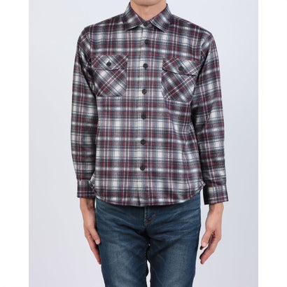ジーンズメイト JEANS MATE RAGGED MOUNTAIN MASON 裏地 フリース ボンディング チェック カットシャツ メンズ ユニセックス 保温 防寒 ルーズシルエット  ライトアウター タウンユース アウトドア （レッド）｜詳細画像