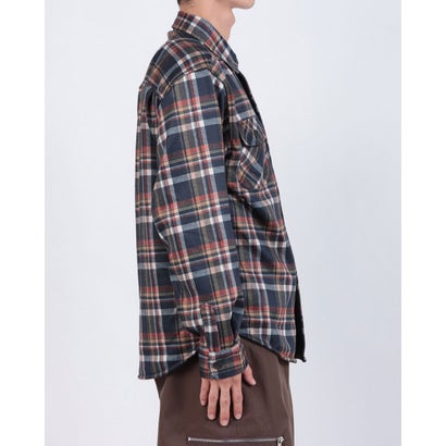 ジーンズメイト JEANS MATE RAGGED MOUNTAIN MASON 裏地 フリース ボンディング チェック カットシャツ メンズ ユニセックス 保温 防寒 ルーズシルエット  ライトアウター タウンユース アウトドア （イエロー）｜詳細画像