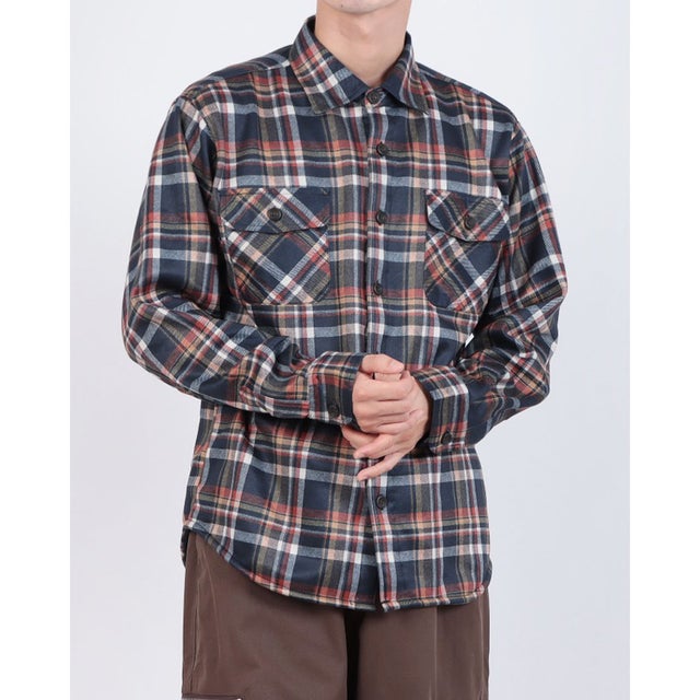 RAGGED MOUNTAIN MASON 裏地 フリース ボンディング チェック カットシャツ メンズ ユニセックス 保温 防寒 ルーズシルエット  ライトアウター タウンユース アウトドア （イエロー）