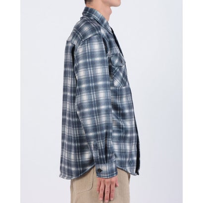 ジーンズメイト JEANS MATE RAGGED MOUNTAIN MASON 裏地 フリース ボンディング チェック カットシャツ メンズ ユニセックス 保温 防寒 ルーズシルエット  ライトアウター タウンユース アウトドア （スミクロ）｜詳細画像