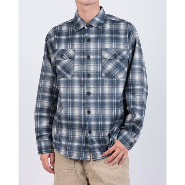 RAGGED MOUNTAIN MASON 裏地 フリース ボンディング チェック カットシャツ メンズ ユニセックス 保温 防寒 ルーズシルエット  ライトアウター タウンユース アウトドア （スミクロ）