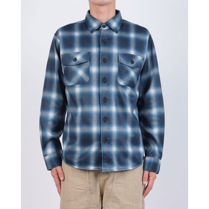 ジーンズメイト JEANS MATE RAGGED MOUNTAIN MASON 裏地 フリース ボンディング チェック カットシャツ メンズ ユニセックス 保温 防寒 ルーズシルエット  ライトアウター タウンユース アウトドア （ブルー）｜詳細画像