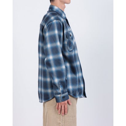 ジーンズメイト JEANS MATE RAGGED MOUNTAIN MASON 裏地 フリース ボンディング チェック カットシャツ メンズ ユニセックス 保温 防寒 ルーズシルエット  ライトアウター タウンユース アウトドア （ブルー）｜詳細画像