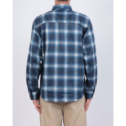 ジーンズメイト JEANS MATE RAGGED MOUNTAIN MASON 裏地 フリース ボンディング チェック カットシャツ メンズ ユニセックス 保温 防寒 ルーズシルエット  ライトアウター タウンユース アウトドア （ブルー）｜詳細画像