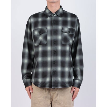 RAGGED MOUNTAIN MASON 裏地 フリース ボンディング チェック カットシャツ メンズ ユニセックス 保温 防寒 ルーズシルエット  ライトアウター タウンユース アウトドア （ブラック）｜詳細画像
