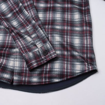 RAGGED MOUNTAIN MASON 裏地 フリース ボンディング チェック カットシャツ メンズ ユニセックス 保温 防寒 ルーズシルエット  ライトアウター タウンユース アウトドア （ブラック）｜詳細画像