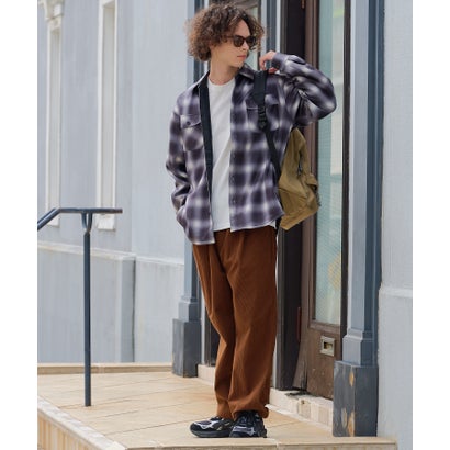RAGGED MOUNTAIN MASON 裏地 フリース ボンディング チェック カットシャツ メンズ ユニセックス 保温 防寒 ルーズシルエット  ライトアウター タウンユース アウトドア （ブラック）｜詳細画像