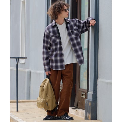 RAGGED MOUNTAIN MASON 裏地 フリース ボンディング チェック カットシャツ メンズ ユニセックス 保温 防寒 ルーズシルエット  ライトアウター タウンユース アウトドア （ブラック）｜詳細画像