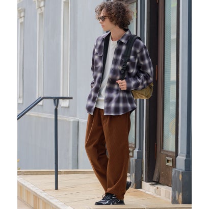 RAGGED MOUNTAIN MASON 裏地 フリース ボンディング チェック カットシャツ メンズ ユニセックス 保温 防寒 ルーズシルエット  ライトアウター タウンユース アウトドア （ブラック）｜詳細画像