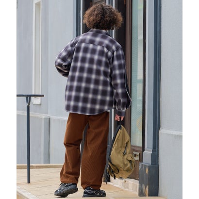 RAGGED MOUNTAIN MASON 裏地 フリース ボンディング チェック カットシャツ メンズ ユニセックス 保温 防寒 ルーズシルエット  ライトアウター タウンユース アウトドア （ブラック）｜詳細画像