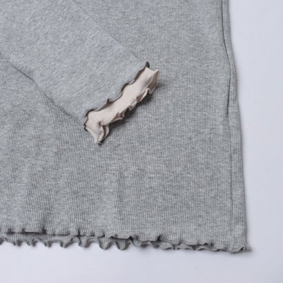 C-FORT POINT リブ ダブル襟 ハイネック ロンT ロングTシャツ レディース 重ね着風 レイヤードライク シンプル 楽コーデ （モクグレー）｜詳細画像