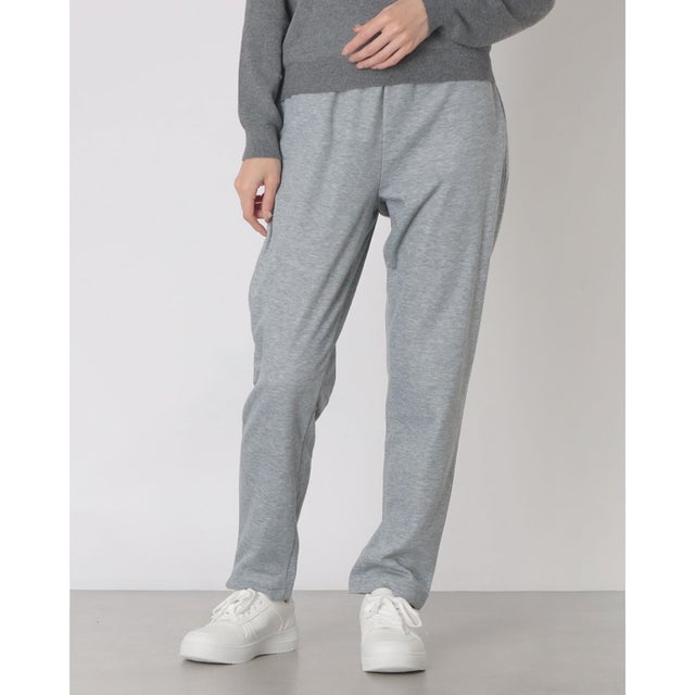 C-FORT POINT スウェット テーパードパンツ レディース すっきり見え きれいめ ウエストドロスト仕様 暖かい 保温 お出掛け リラックスウェア （グレー）