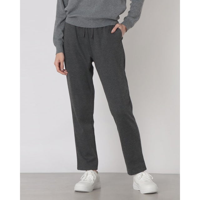 C-FORT POINT スウェット テーパードパンツ レディース すっきり見え きれいめ ウエストドロスト仕様 暖かい 保温 お出掛け リラックスウェア （チャコールグレー）