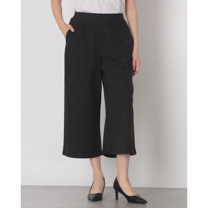 C-FORT POINT ツイル ワイド クロップドパンツ ゆったり ワイドシルエット 両面起毛加工 レディース レーヨン混 なめらか 上品 きれいめ カジュアル デイリーユース （チャコールグレー）｜詳細画像