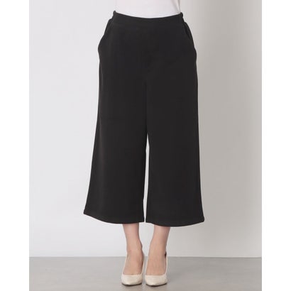 C-FORT POINT ツイル ワイド クロップドパンツ ゆったり ワイドシルエット 両面起毛加工 レディース レーヨン混 なめらか 上品 きれいめ カジュアル デイリーユース （ブラック）｜詳細画像