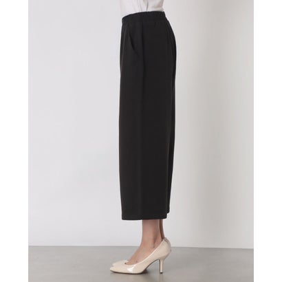C-FORT POINT ツイル ワイド クロップドパンツ ゆったり ワイドシルエット 両面起毛加工 レディース レーヨン混 なめらか 上品 きれいめ カジュアル デイリーユース （ブラック）｜詳細画像