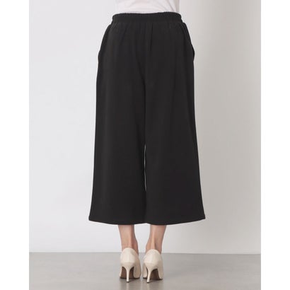 C-FORT POINT ツイル ワイド クロップドパンツ ゆったり ワイドシルエット 両面起毛加工 レディース レーヨン混 なめらか 上品 きれいめ カジュアル デイリーユース （ブラック）｜詳細画像