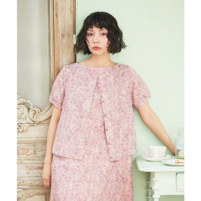 【2WAY】Ilusion フラワー総刺繍ブラウス （ピンク）