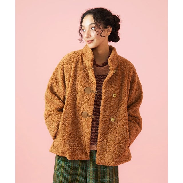 Rombo スタンドカラーボアコート （ベージュ）