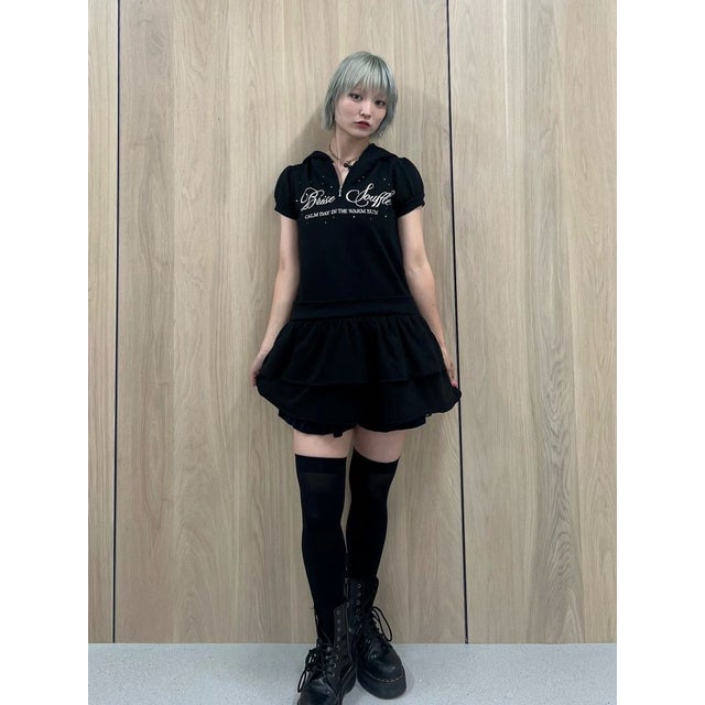 ロゴフリルミニワンピース （ブラック）
