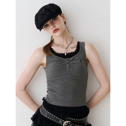 ヘンリーネックタンクトップ （グレー）｜詳細画像