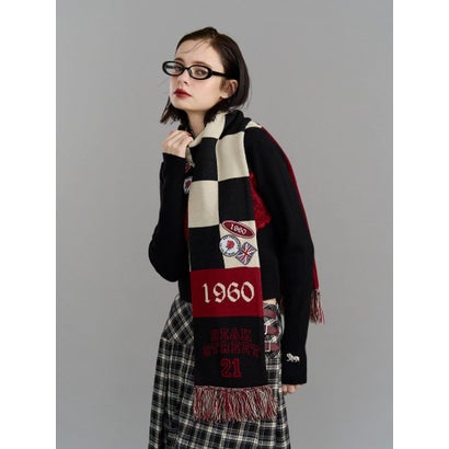 【LONSDALE×jouetie】チェッカーマフラー （ネイビー）｜詳細画像