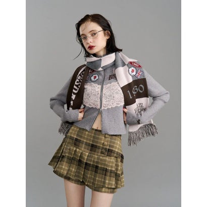 【LONSDALE×jouetie】チェッカーマフラー （ブラック）｜詳細画像