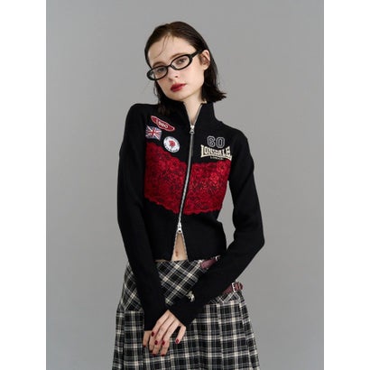 【LONSDALE×jouetie】ZIPニットカーデ （ネイビー）｜詳細画像