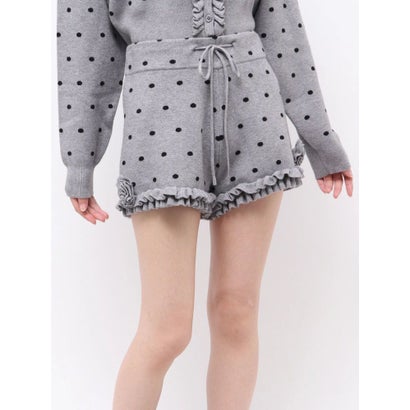 ローズフリルニットショートパンツ （グレー）｜詳細画像