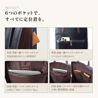 アクセントカラーが効いたベーシックなスクエアリュック （ブラウン）｜詳細画像