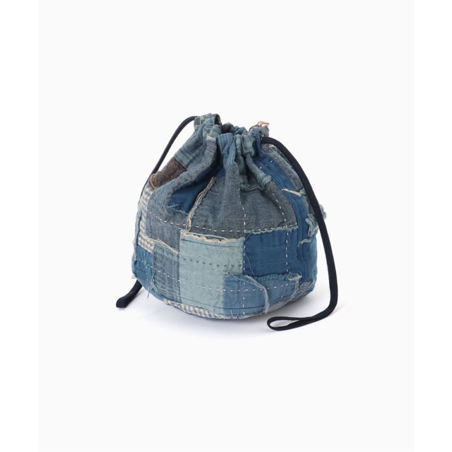 KUON / クオン Upcycled Boro Kinchaku Pouch （ブルー）