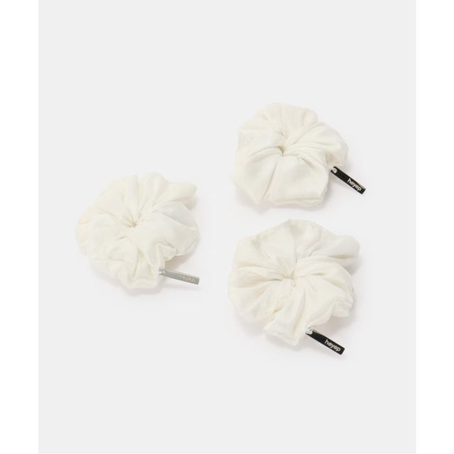 【HEYEP/ヘイップ】 Puffy Silk Scrunchie-3 Piece Set（３ピースセット）（ホワイト）
