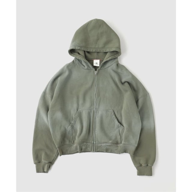 MOOJI MOOJI / ムージ ムージ OVERSIZE ZIP UP HOODIE AGED （カーキ）