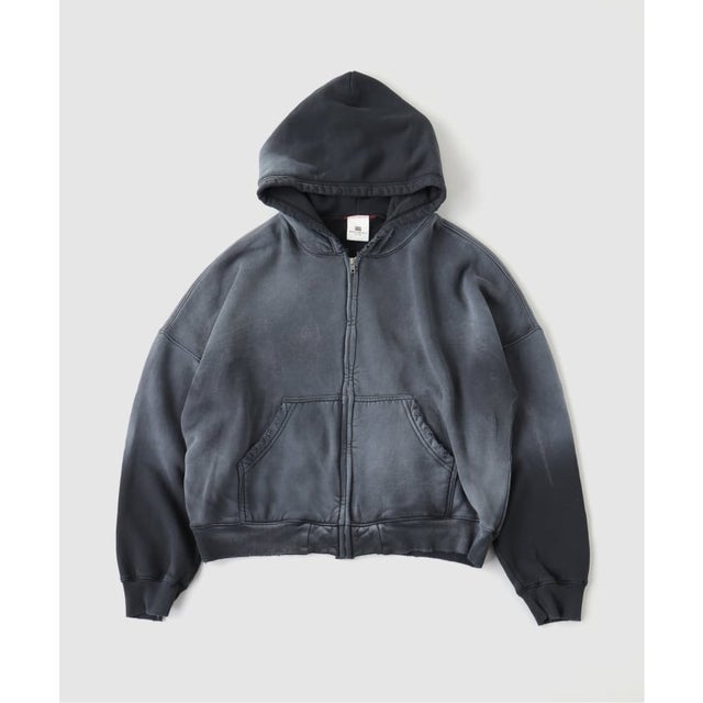 MOOJI MOOJI / ムージ ムージ OVERSIZE ZIP UP HOODIE AGED （ブラック）