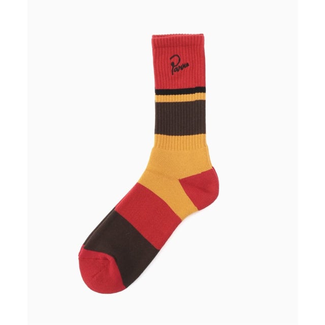 by Parra Signature striped crew socks （ボルドー）